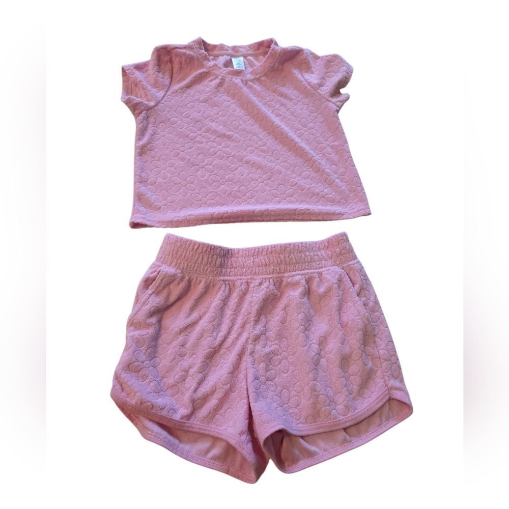 Pink Textured Top and Shorts Set